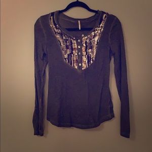 Free people long sleeve sequin top